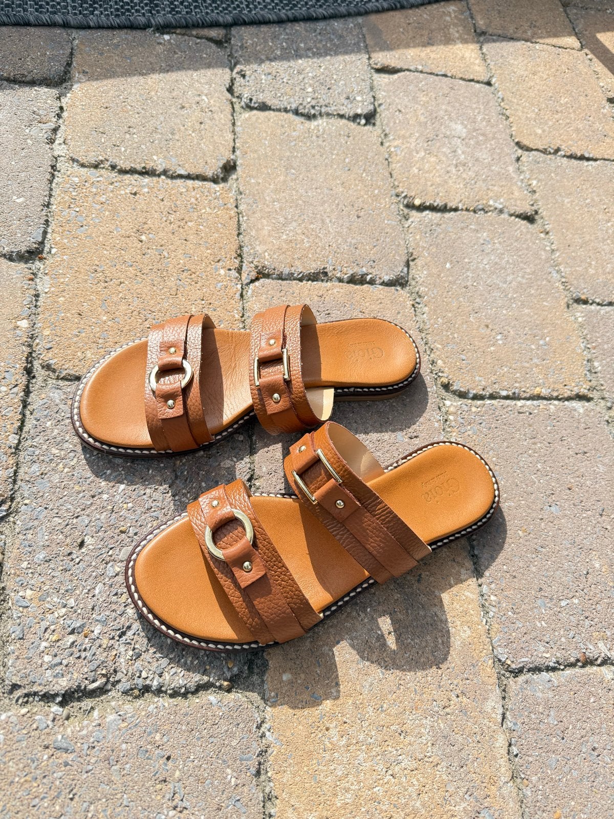 Gioia leren sandalen - Maat 37 - Zo goed als nieuw, Ophalen, Zo goed als nieuw, Bruin, Sandalen of Muiltjes