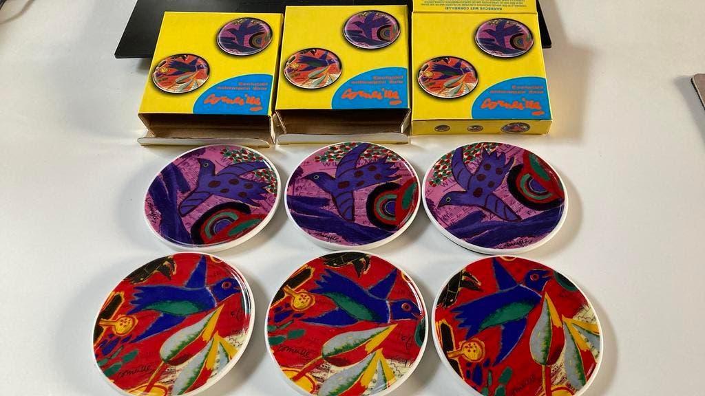 6 Gloed Nieuwe Onderzetters 3 doosjes OVP Corneille p Doosje, Antiek en Kunst, Verzenden