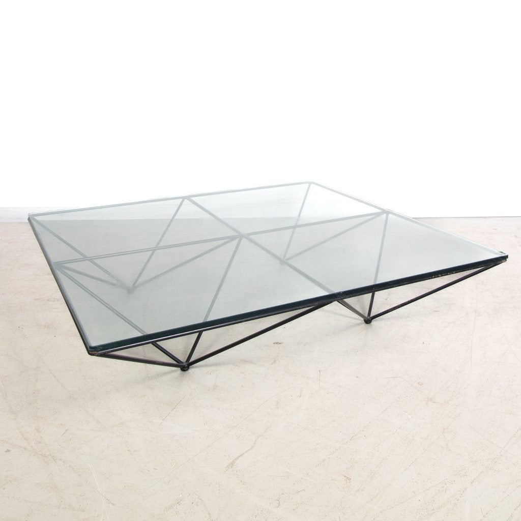B&B Italia Alanda '18 Salontafel Zwart Glas - Staal, Huis en Inrichting, Tafels | Salontafels, Niet ingevuld, Zo goed als nieuw