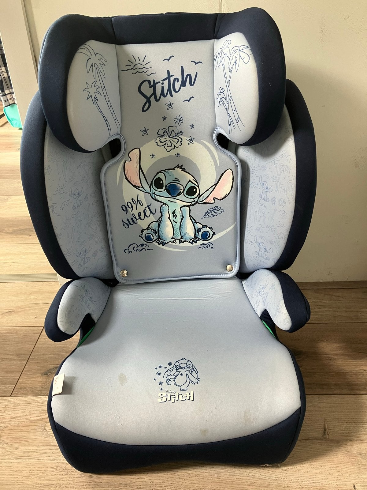 Autostoel met Stitch design - Zo goed als nieuw, Autogordel, 15 t/m 36 kg, Zijbescherming, Zo goed als nieuw