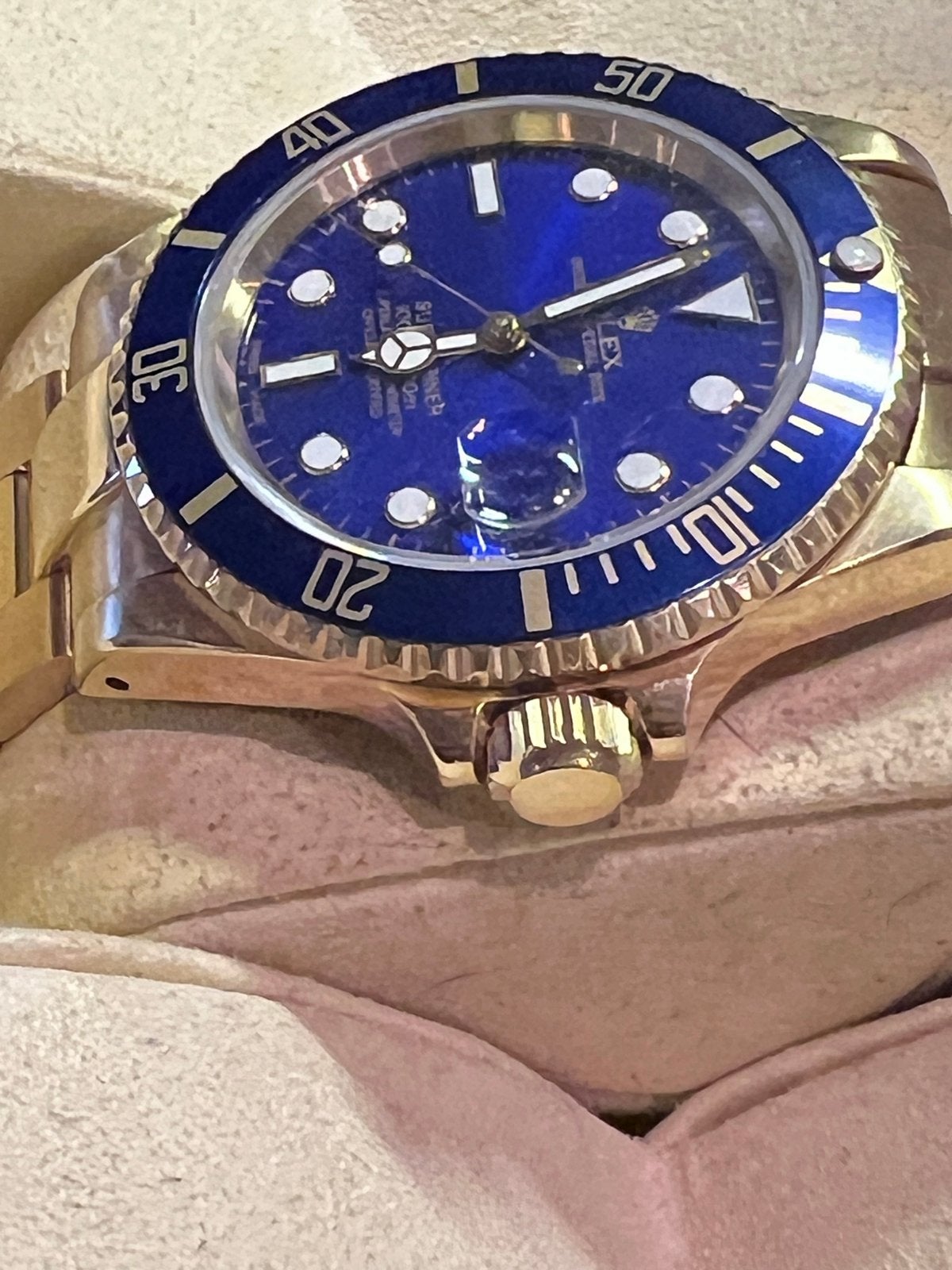 Rolex Submariner 18 Karaats Geelgoud Blauw, Rolex, Polshorloge, Ophalen of Verzenden, Zo goed als nieuw