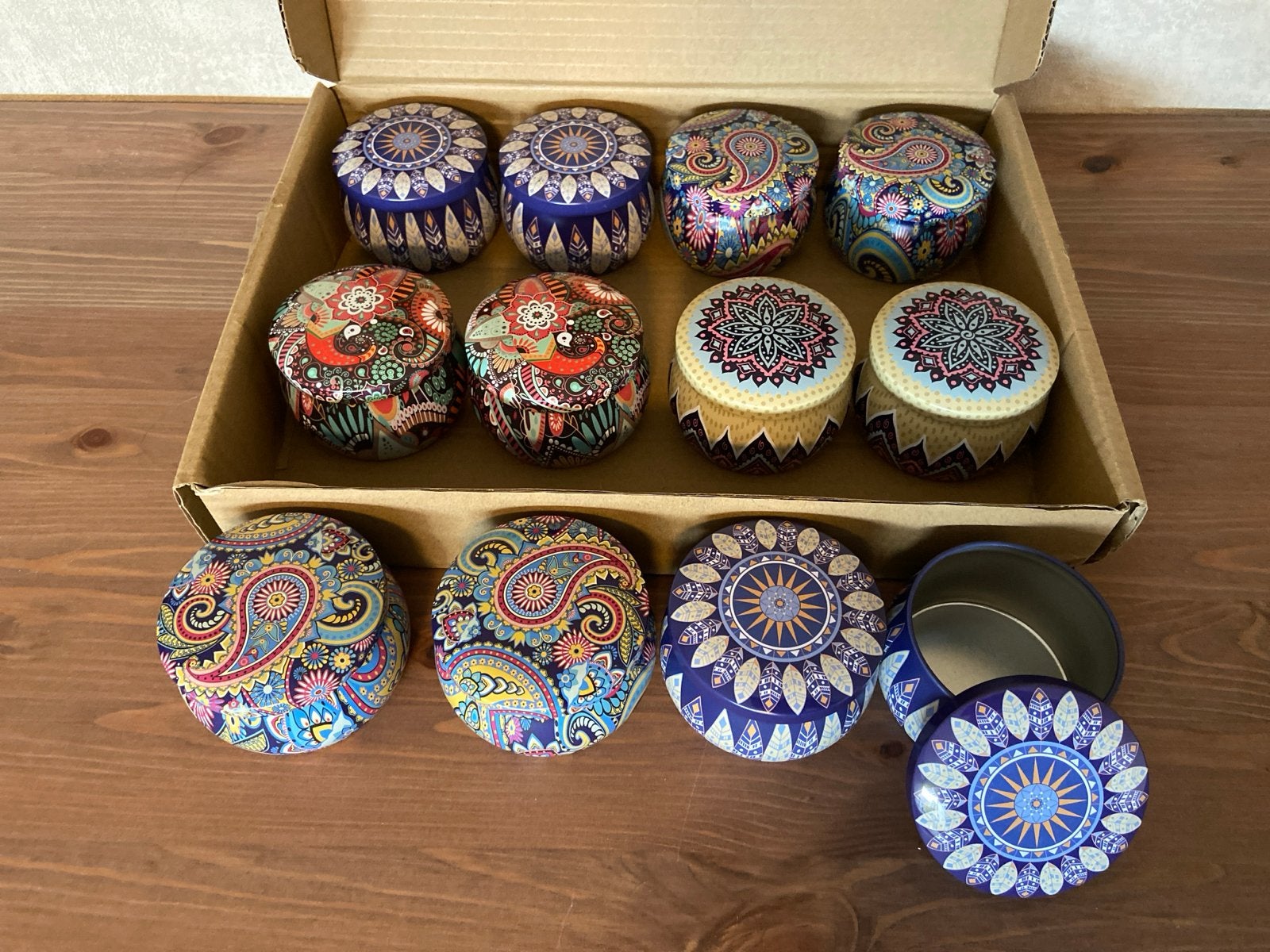 Set van 12 decoratieve blikjes met deksel - 4 oz, Ophalen of Verzenden, Nieuw