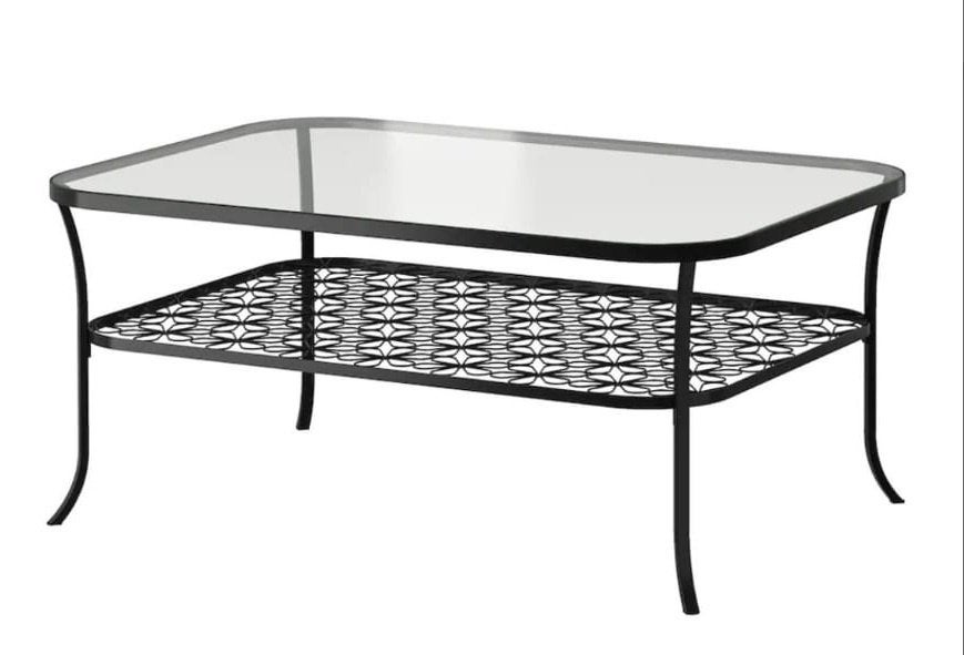 Salontafel IKEA KLINGSBO, glas, metaal, gebruikt maar netjes, Huis en Inrichting, Ophalen, Gebruikt, 100 tot 150 cm, Modern, decoratief