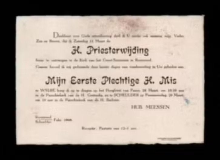 Priesterwijding Hub Meessen Roermond Wylre Scheulder 1948., Ophalen of Verzenden, Zo goed als nieuw