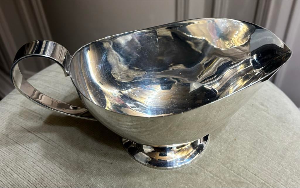 Zwaar verzilverde   sauskom, Antiek en Kunst, Ophalen of Verzenden, Zilver