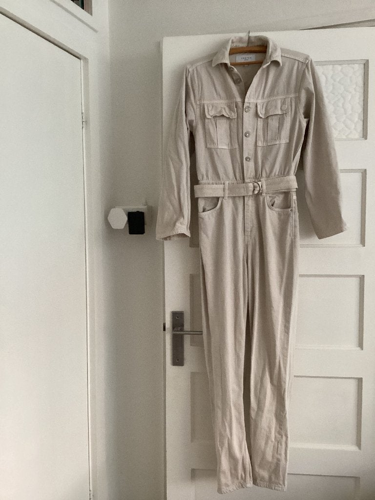 Costes jumpsuit S sand crèmekleurig denim jeans beige, Kleding | Dames, Jumpsuits, Beige, Ophalen of Verzenden, Zo goed als nieuw
