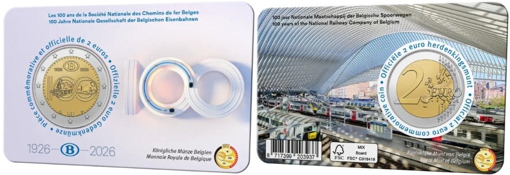 SPECIALE 2 EURO BELGIE 2026 SPOORWEGEN BIJ JOHN, Ophalen of Verzenden, België, 2 euro