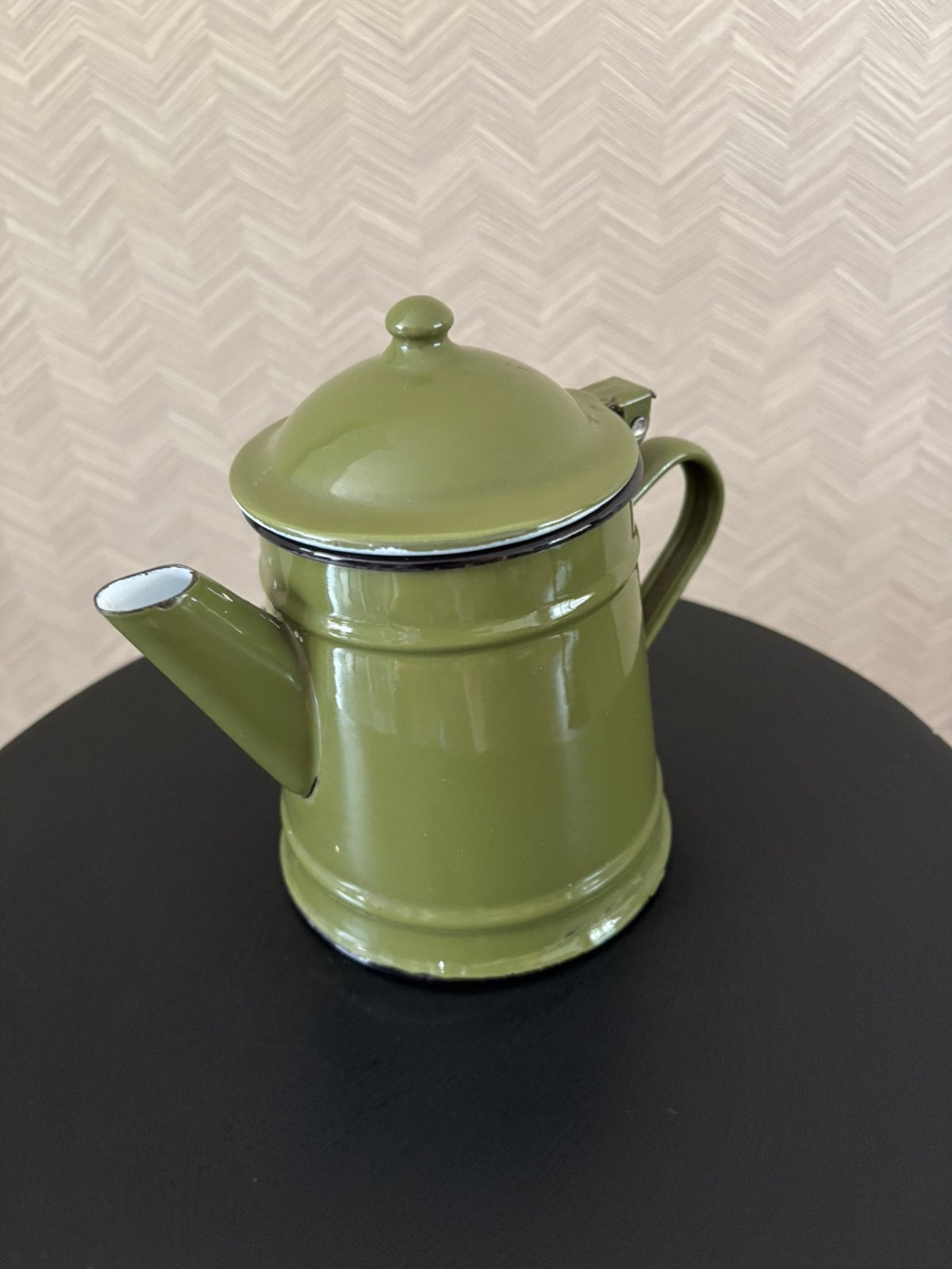 Emaille koffie- theekannetje groen, Antiek en Kunst, Antiek | Emaille, Ophalen of Verzenden