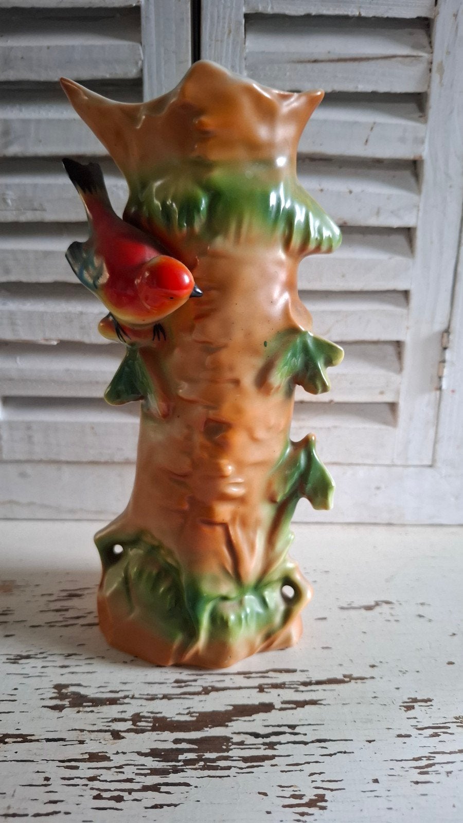 Vintage Duitse porseleinen vaas met vogeldecoratie, Antiek en Kunst, Antiek | Vazen, Ophalen of Verzenden