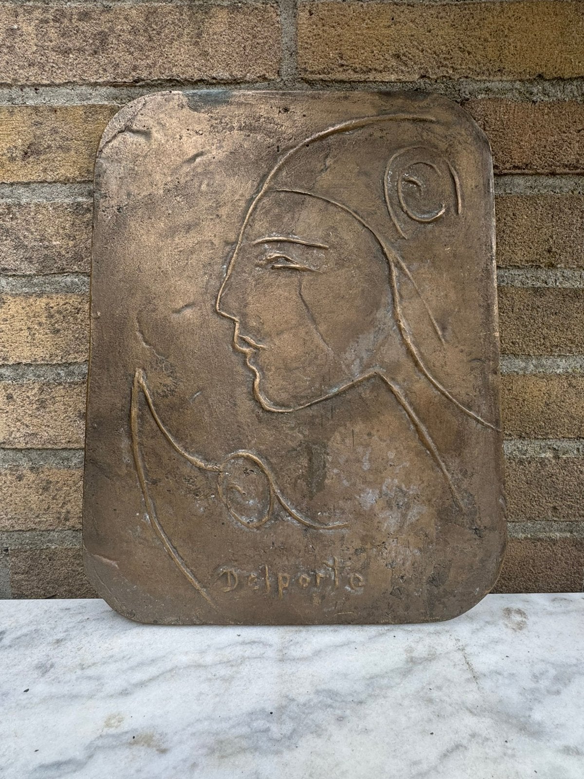 Forse oude bronzen plaquette kunstwerk Charles Delporte, Ophalen of Verzenden