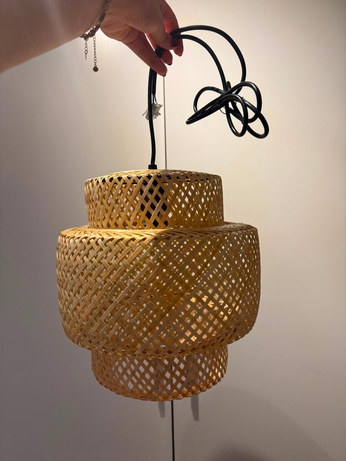 IKEA Sinnerlig Bamboe Hanglamp - Handgemaakt Design, Ophalen of Verzenden, Zo goed als nieuw, Natuurlijk materiaal, E27 (groot)