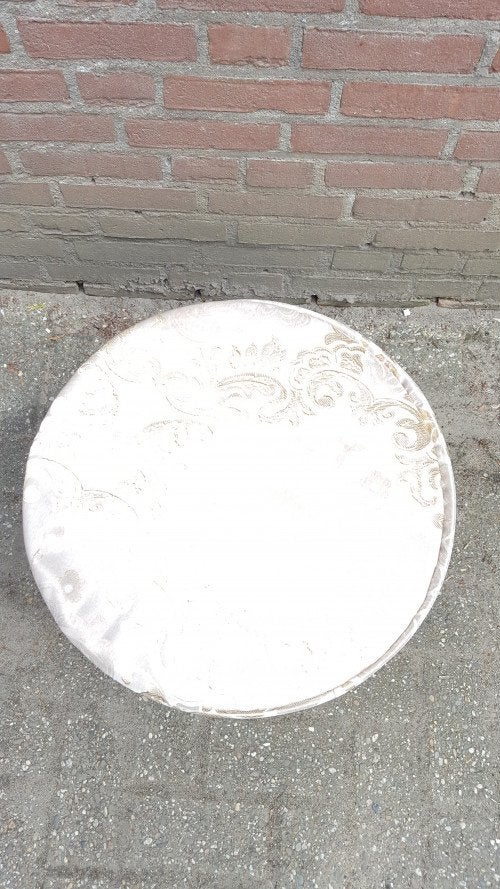 Opberg ton bekleed vintage met deksel, Verzamelen, Retro, Ophalen of Verzenden