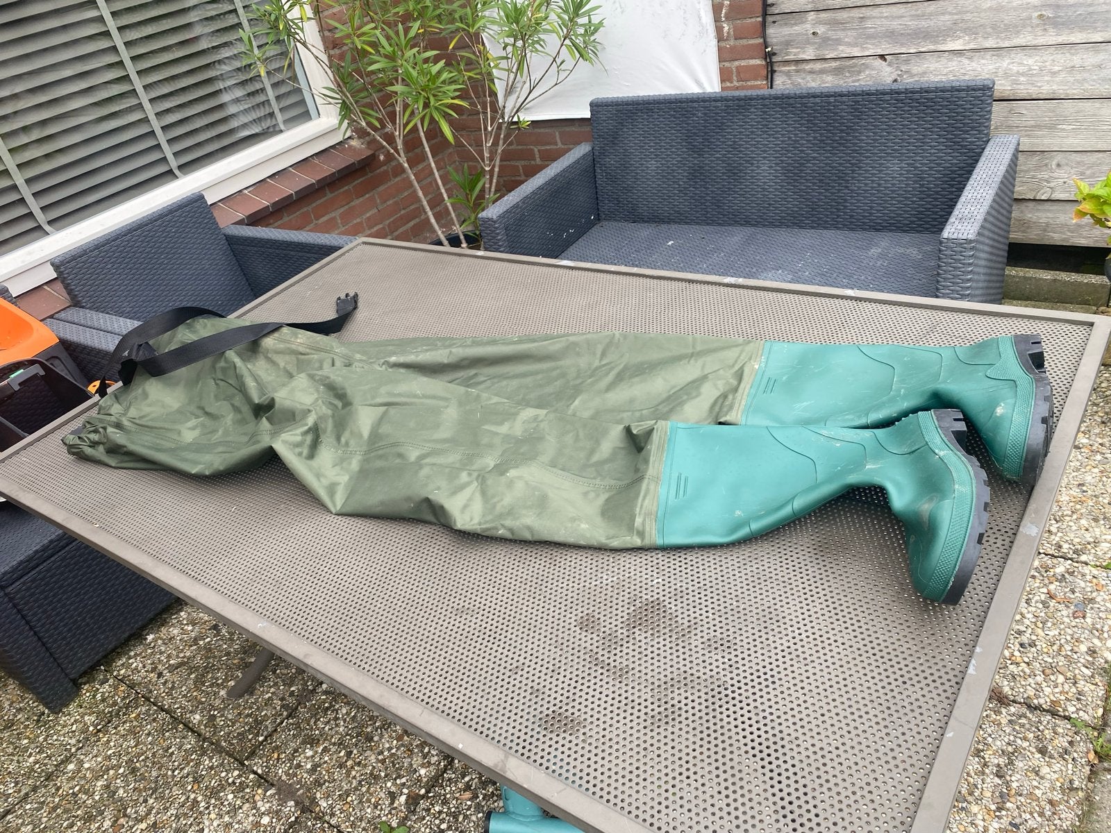 Groene waadbroek met laarzen - Maat 47, Ophalen, Gebruikt, Kleding