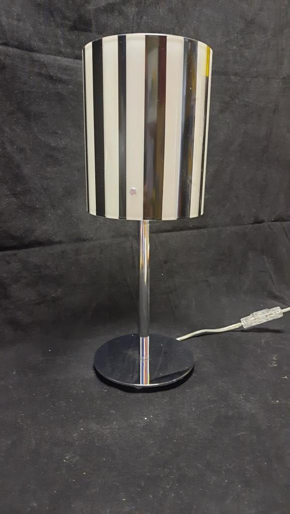 Massive tafellamp glazen kap chromen voet nieuw,beschrijving, Ophalen of Verzenden, Nieuw, Glas, Minder dan 50 cm
