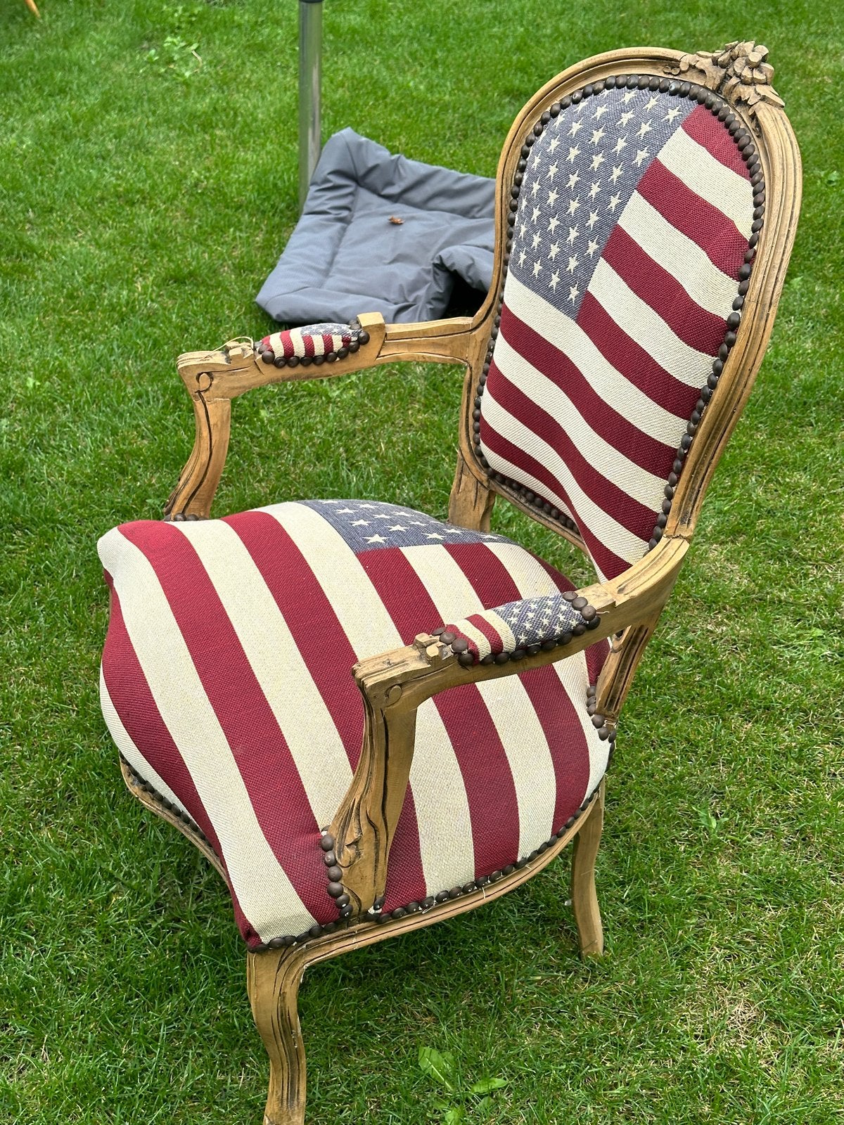 Unieke fauteuil met Amerikaanse vlag bekleding, Ophalen of Verzenden