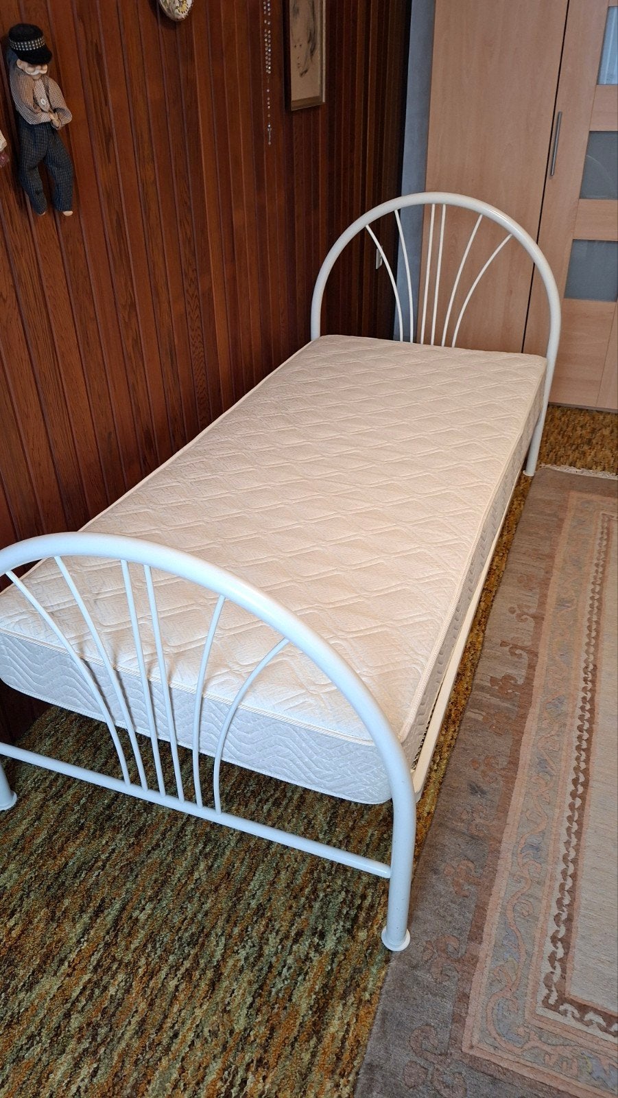 Dico eenpersoonsbed wit metaal met matras, Ophalen, Gebruikt, 90 cm, Eenpersoons