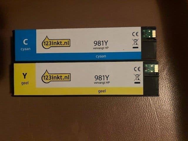 Te Koop : HP 981 cartridges (Blauw en Geel), Computers en Software, Ophalen of Verzenden, Nieuw, Cartridge, 123inkt.nl
