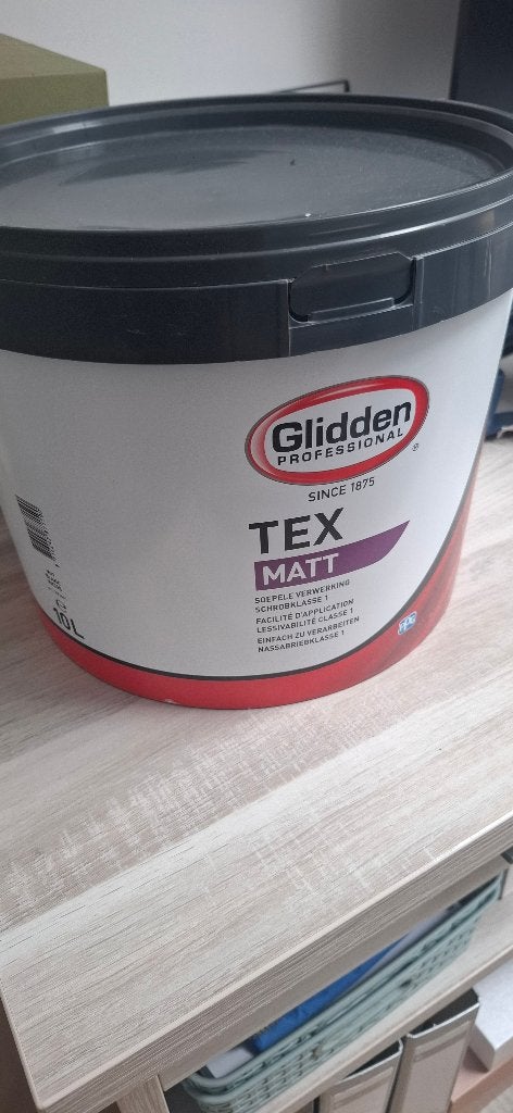 Glidden Professional Tex Matt 10L matte muurverf/plafondverf, Ophalen, Nieuw, Wit