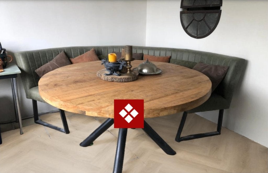 Eettafel (150) met bijpassende hoekbank, Huis en Inrichting, Tafels | Eettafels, Ophalen, 200 cm of meer, Zo goed als nieuw, Vijf personen of meer