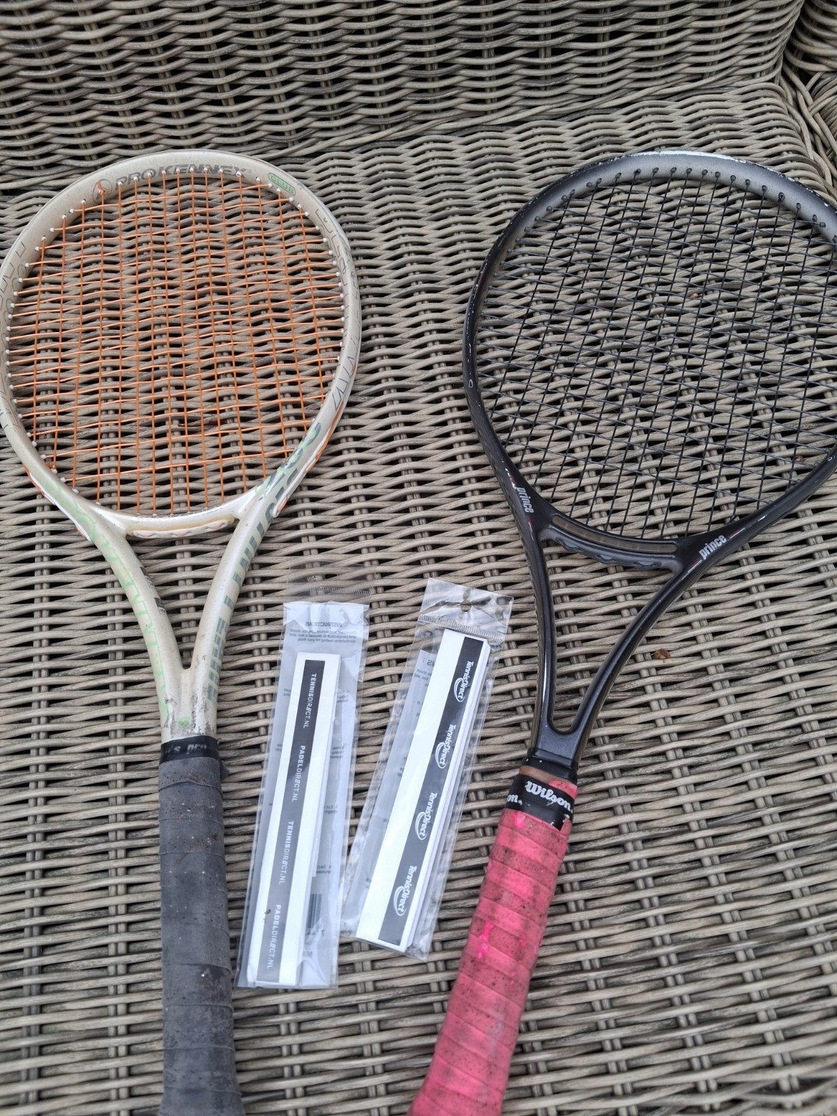 Twee tennisrackets (Prince en Wilson) met nieuwe grips, Ophalen of Verzenden, Gebruikt, Racket, Prince