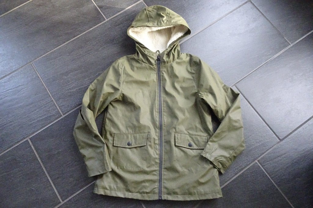 groene regenjas met teddy voering maat 146/152, Ophalen, Nieuw, Meisje, Jas