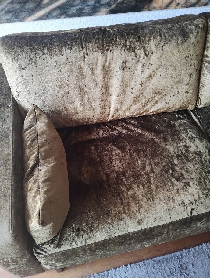 3 zits bank Diva Croco velours Talalay vulling zitting, Ophalen, Diva stijl, Hout, Driepersoons