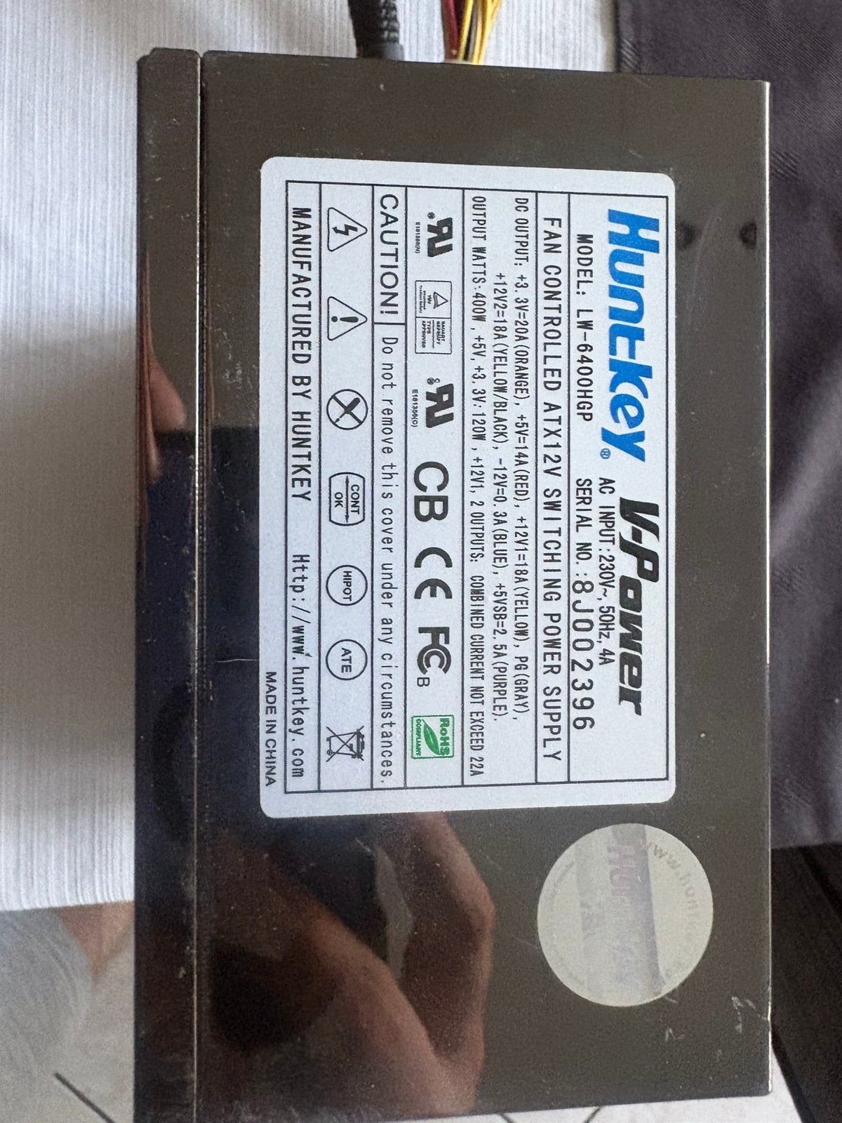 Huntkey v-power 400 watt voeding, Ophalen of Verzenden, Gebruikt