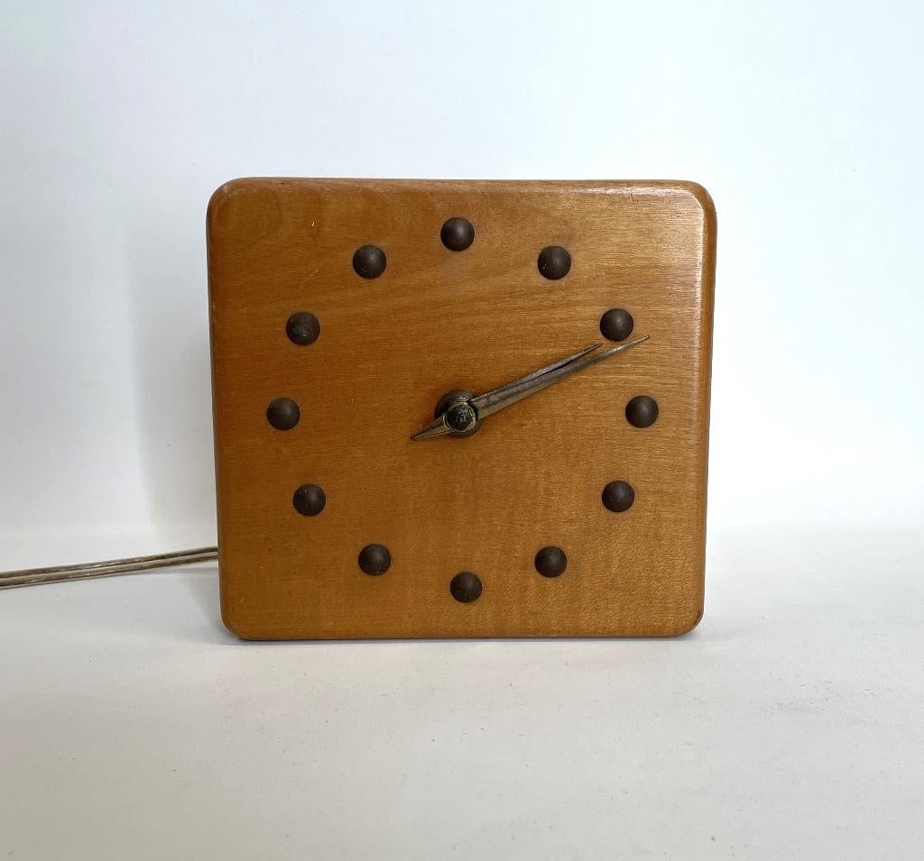 wandklok L.E.K.A. Ruurlo jaren ’50 vintage, Ophalen of Verzenden, Gebruikt, Analoog, Wandklok