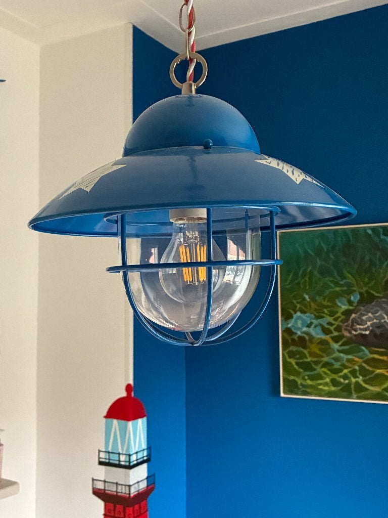 Hanglamp kinderkamer, Lief “scheepslamp”, Ophalen, Speels-nautisch, E27 (groot), Zo goed als nieuw