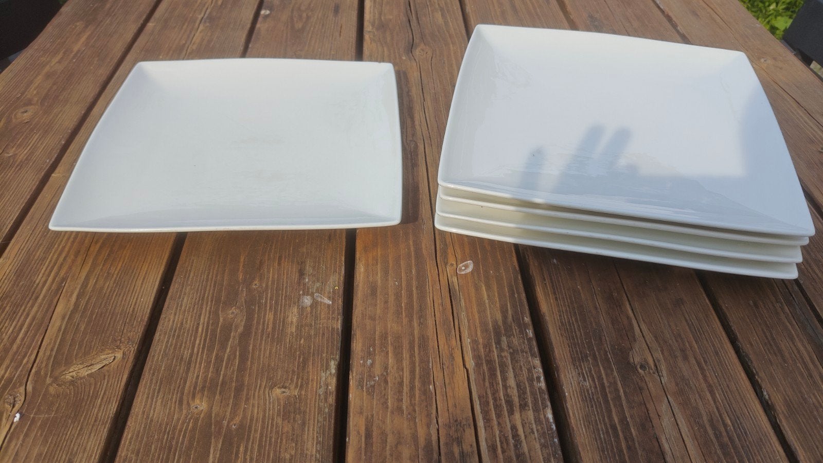 Witte vierkante borden - set van 5, Ophalen, Gebruikt, Keramiek, Bord(en)