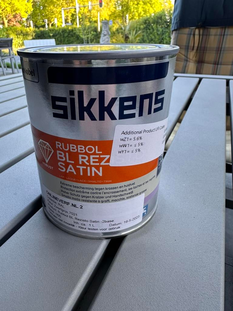 Sikkens rubbol BL Rezisto SATIN 1 lt nieuw kleur 7021, Ophalen of Verzenden