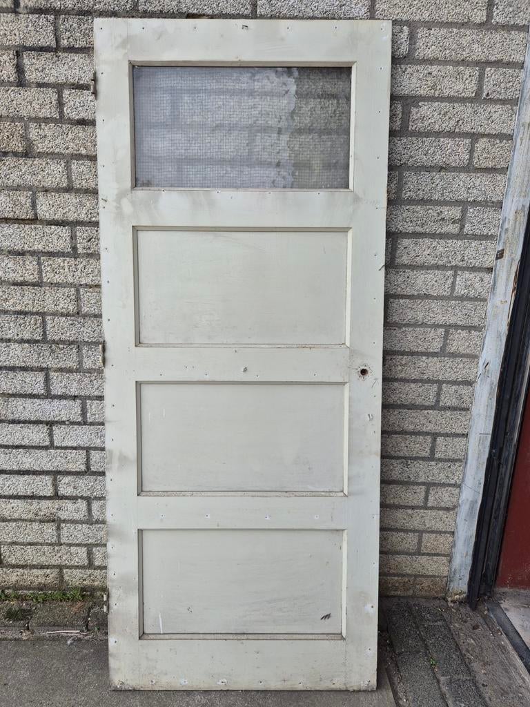 3 OUDE PANEELDEUREN MET OUD DRAADGLAS, Doe-het-zelf en Verbouw, Deuren en Horren, Ophalen, Gebruikt, Minder dan 80 cm, Binnendeur