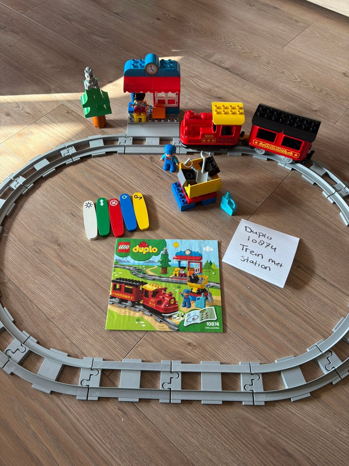 Duplo 10874 stoomtrein + treinbaan + station, Kinderen en Baby's, Speelgoed | Duplo en Lego, Ophalen, Zo goed als nieuw, Duplo