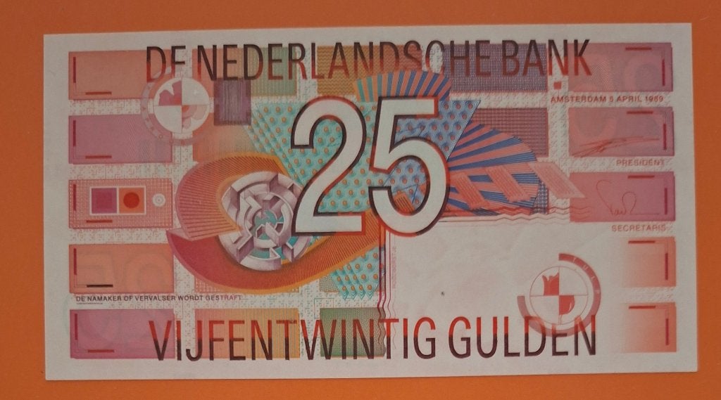 Bankbiljet 25 gulden 1989 Roodborstje, cat. PL71.a, Postzegels en Munten, Bankbiljetten | Nederland, Verzenden, 25 gulden, Los biljet