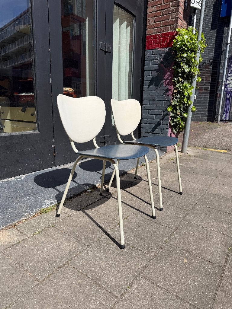 SALE: vintage design skai leren stoelen, set stoelen, Ophalen, Gebruikt, Twee, Overige kleuren