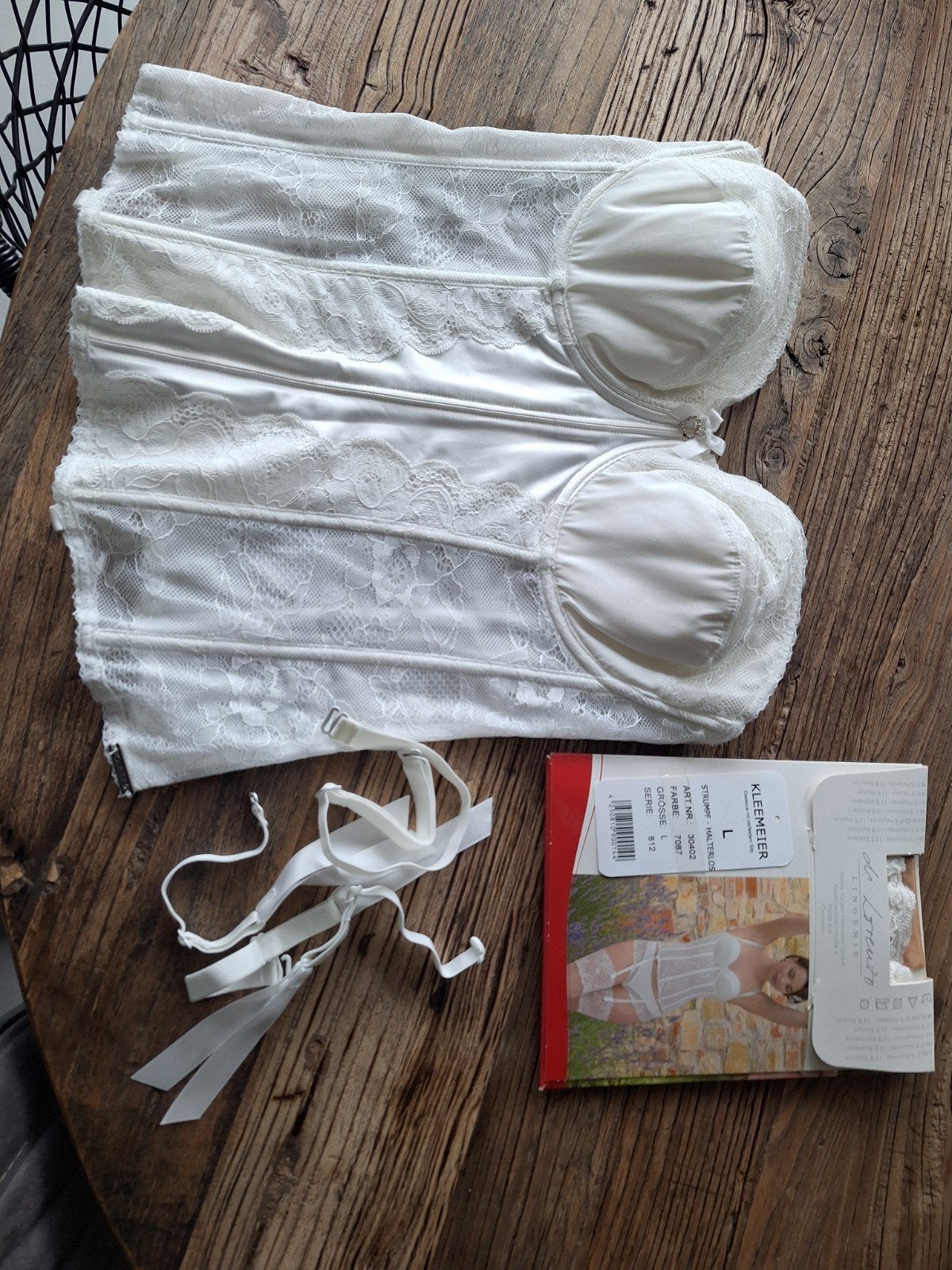 Trouwlingerie: Halter en Kousen Maat L - 1x Gedragen, Ophalen
