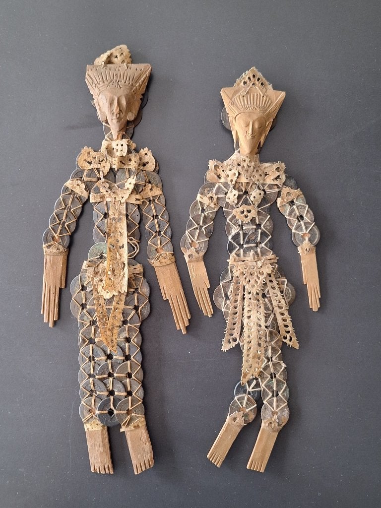 vintage coin wedding doll Indonesisch popje van munten, Handgemaakt, Ophalen of Verzenden, Meerkleurig, Overige herkomsten