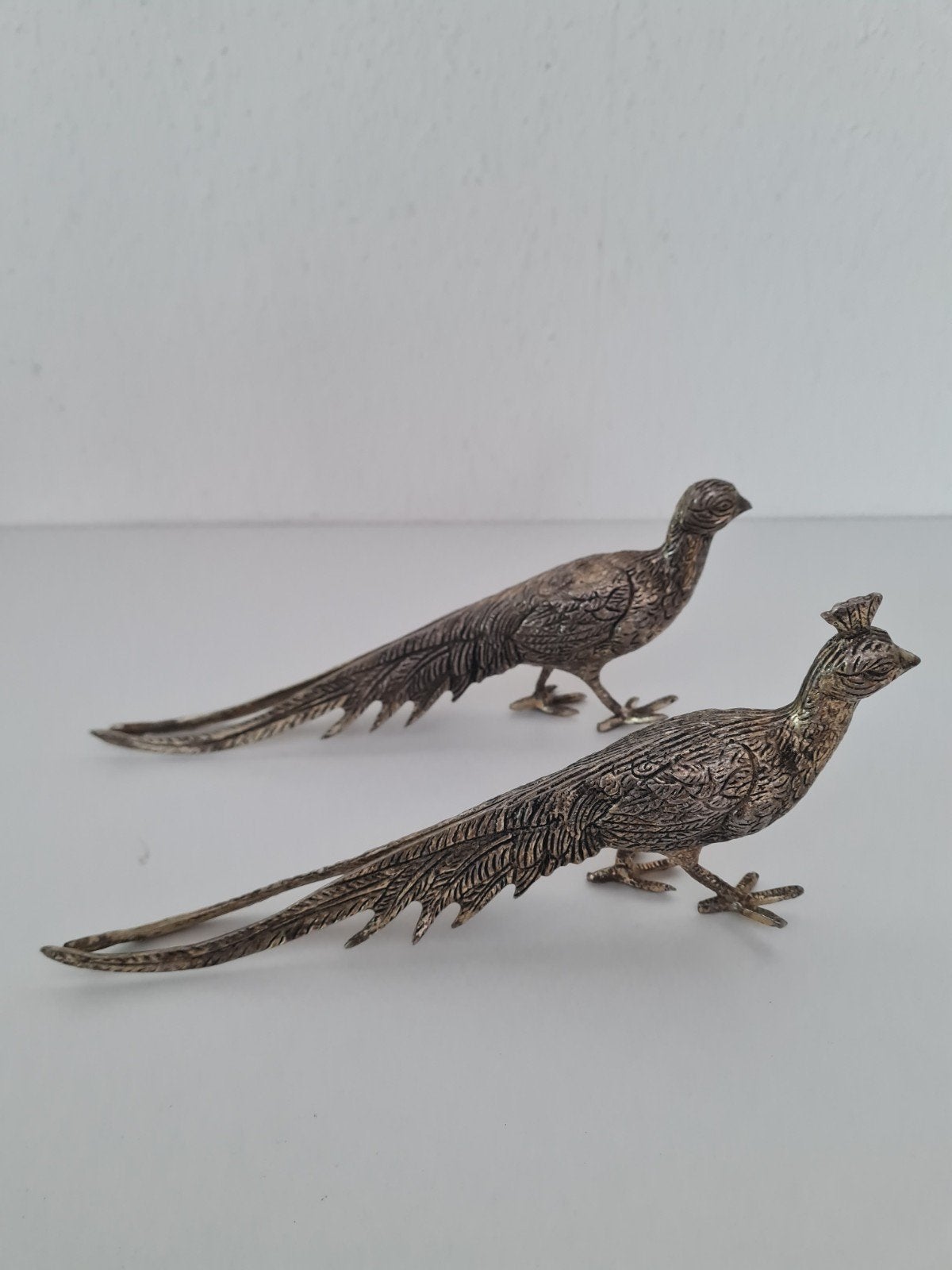 Set verzilverd bronzen fazanten vogels antiek tafelstukken, Ophalen of Verzenden