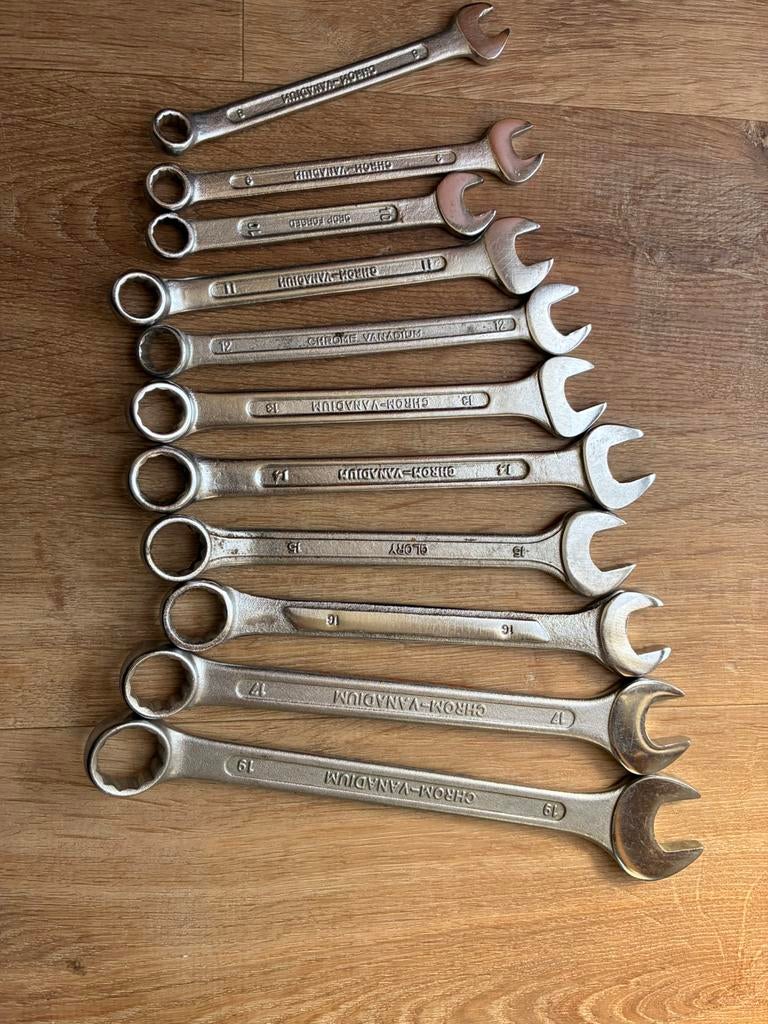 11 stuks ring en steeksleutel gereedschap, Doe-het-zelf en Verbouw, Gereedschap | Handgereedschap, Ophalen of Verzenden
