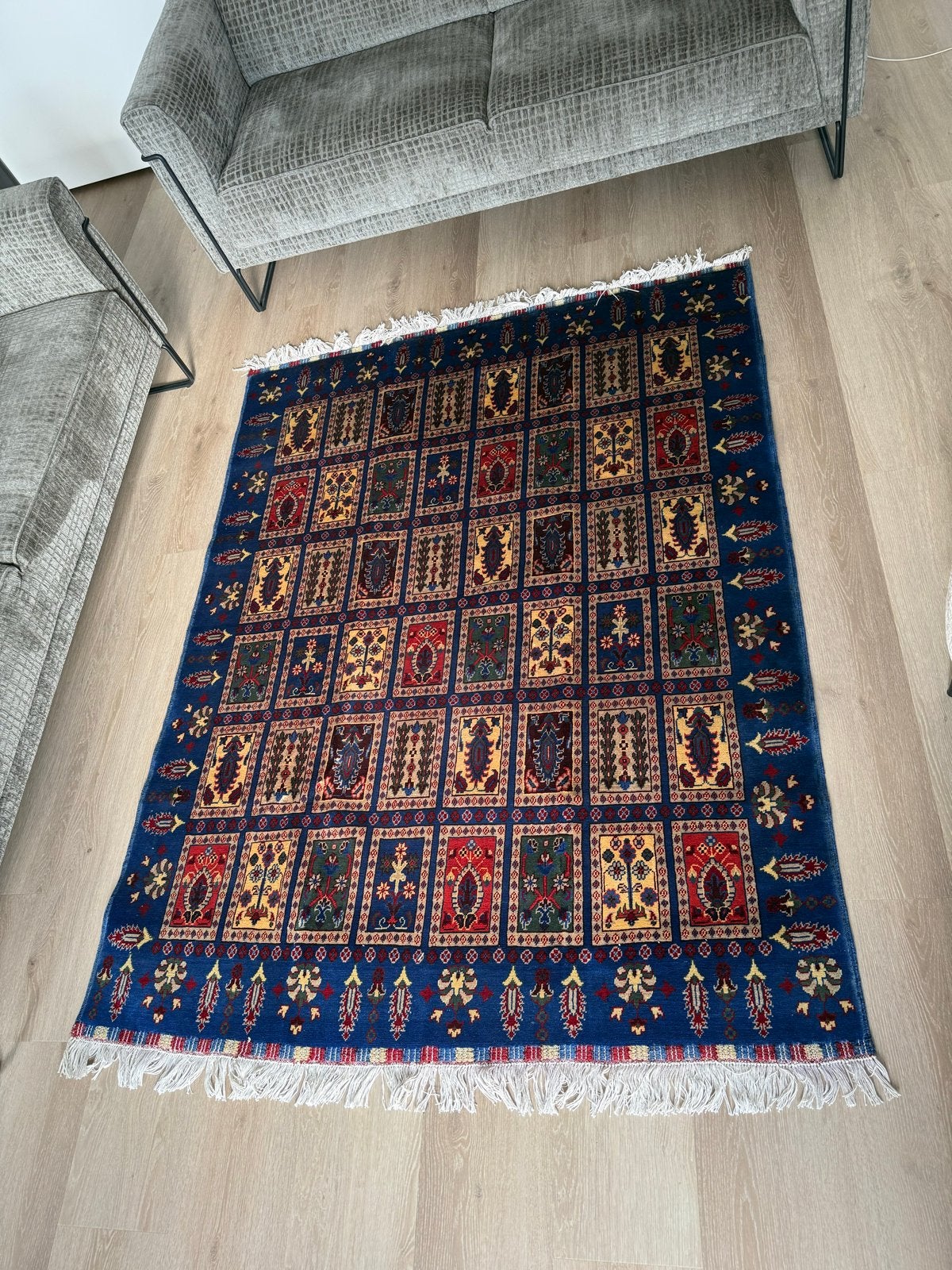 Authentiek Perzisch handgeknoopt tapijt van 100% wol | Nieuw, Blauw, 150 tot 200 cm, Nieuw, Ophalen of Verzenden