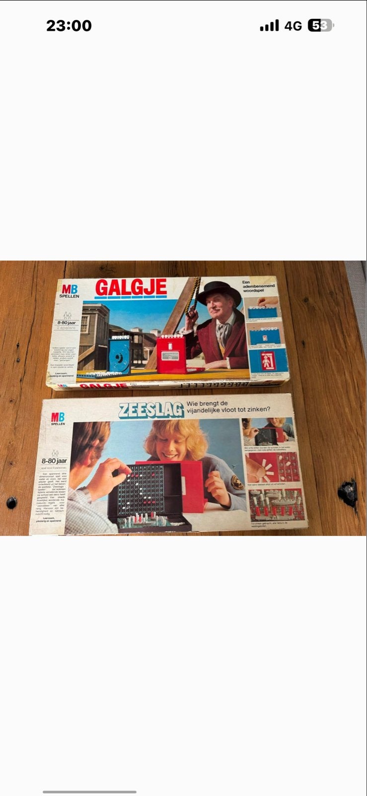 Vintage Galgje en Zeeslag Spellen - Compleet, Een of twee spelers, Ophalen of Verzenden, Gebruikt