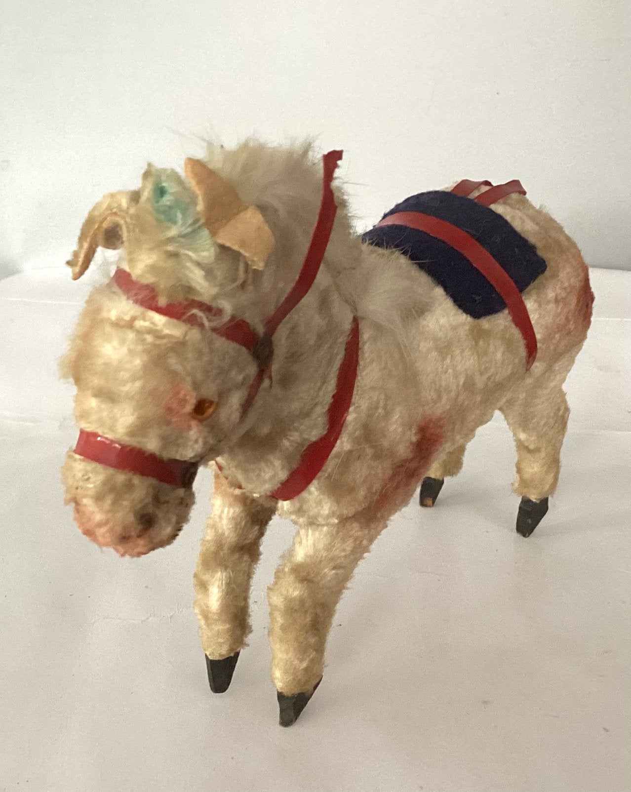 Oud 1959’s opwindbaar paardje ,blik,hout,plusche, Antiek en Kunst, Ophalen