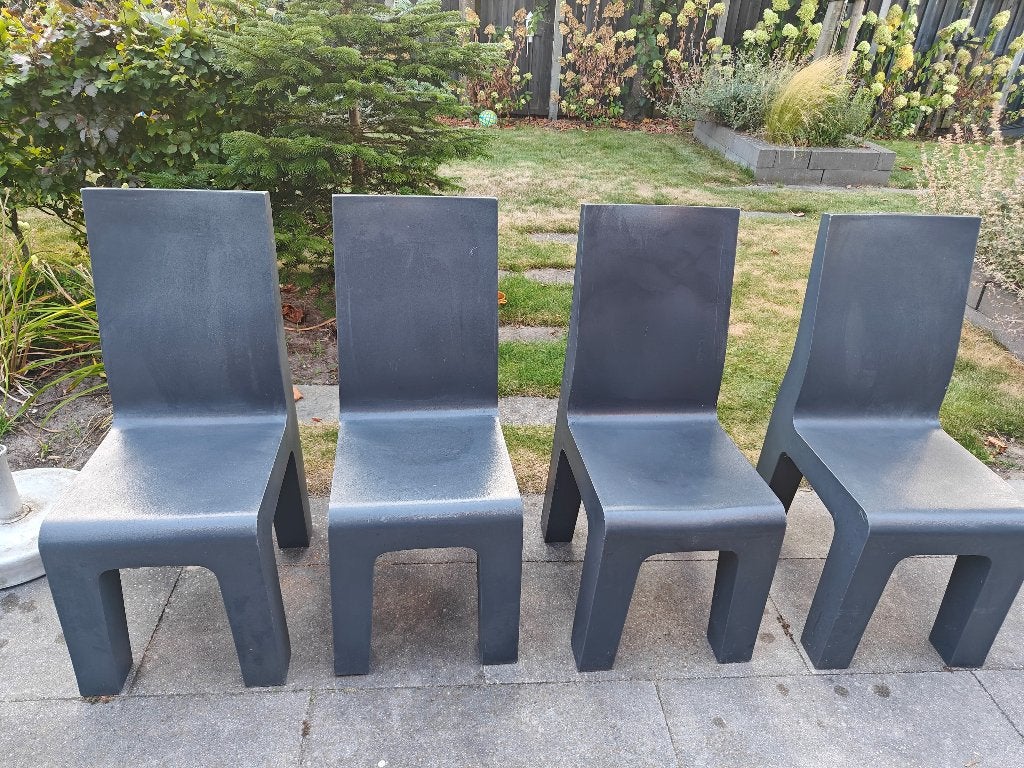 Marcel Hutten stoelen donkergrijs, Ophalen, Kunststof, Gebruikt, Vier