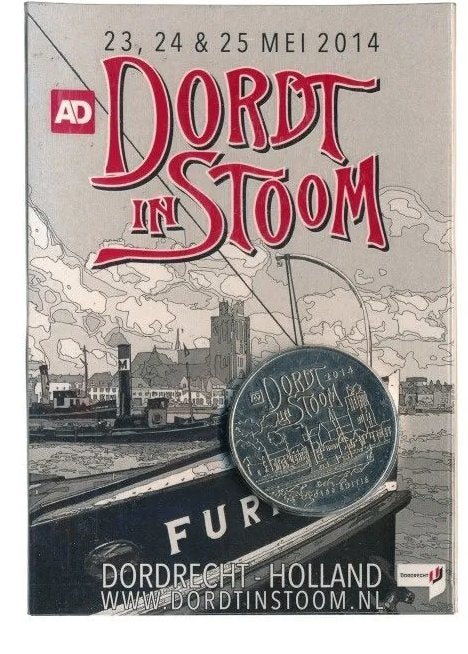 Dordrecht Penning Dordt in Stoom 2014 in blister, Postzegels en Munten, Penningen en Medailles, Ophalen of Verzenden, Overige materialen