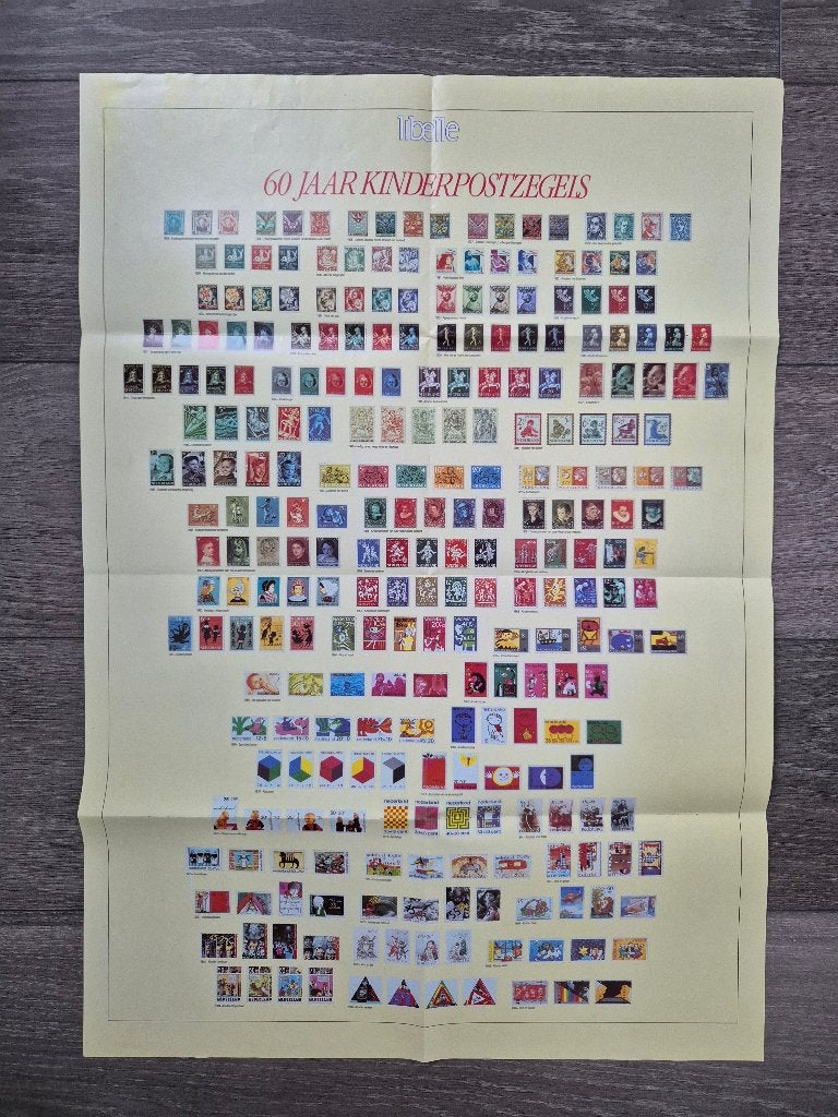 Velletjes Kinderpostzegels postfris incl. poster 60 jaar, Ophalen of Verzenden, Postfris