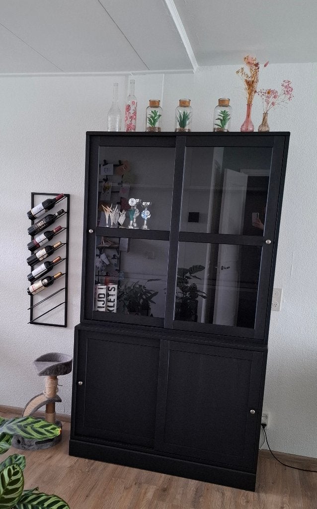 Ikea buffetkast zwart HAVSTA 121x47x212 cm, Ophalen, 200 cm of meer, Zo goed als nieuw, Grenenhout
