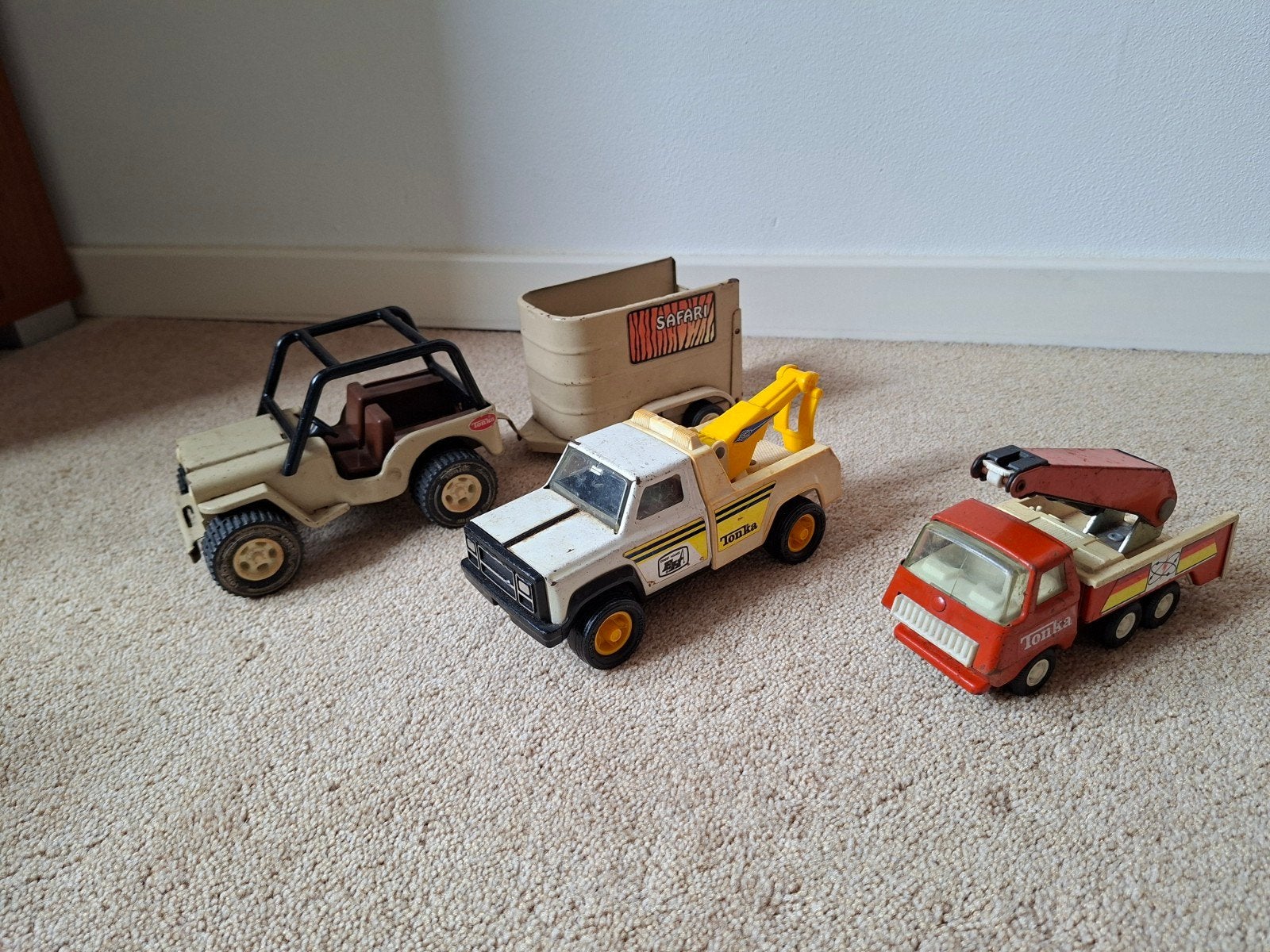 3 Tonka auto's,  jeep, sleepwagen,  kraanwagen, Ophalen of Verzenden, Gebruikt