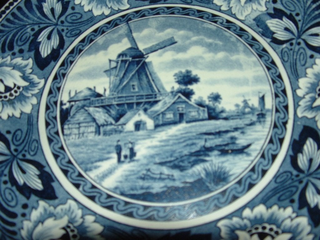 Societe Ceramique Maestricht Antieke bord 23 cm molen, Ophalen of Verzenden