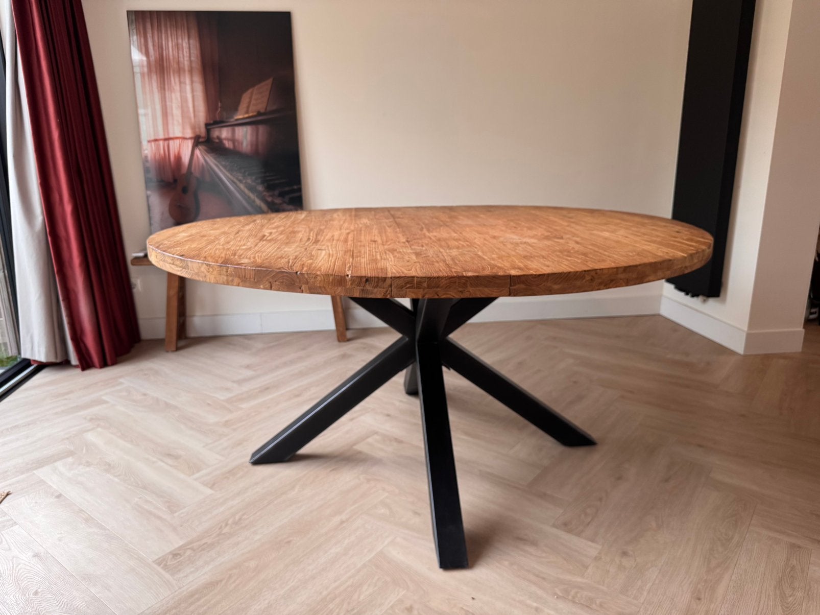 Ronde teakhouten eettafel Ø 160 cm Romaro (Pronto), Ophalen, Zo goed als nieuw, 150 tot 200 cm, Teakhout