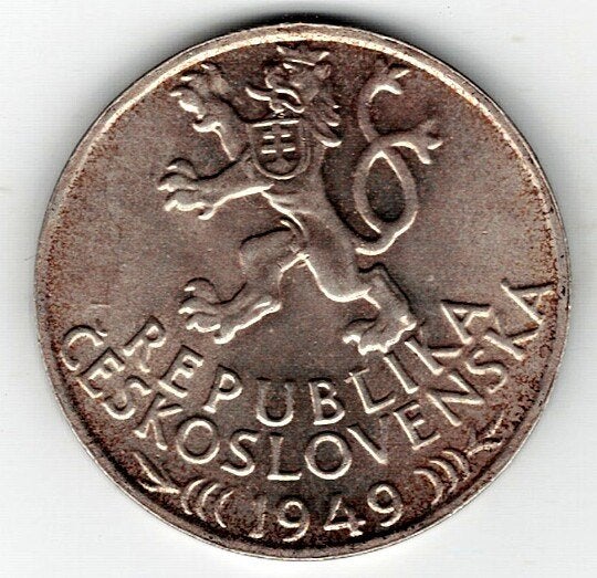 26-1828 Czechoslovakije 100 krone 1949, Ophalen of Verzenden, Overige landen, Losse munt, Zilver